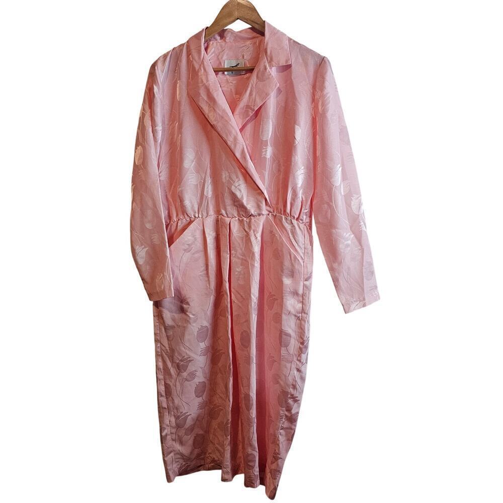Vintage Mr Mort Dress Womens Medium Pink Floral Cottage 80s Glam Coquette 1980s